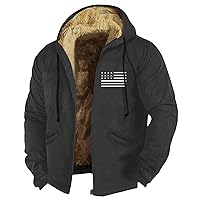Sherpa Mens Jacket,Fleece Lined Hoodie Zipper Plus Size Overcoat Thickened Winter Warm Casual Fashion Solid Coats