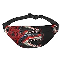 red-black shark Fanny Pack for Men Women Crossbody Bags Fashion Waist Bag Chest Bag Adjustable Belt Bag