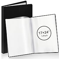 11X17 Portfolio Folder for Artwork - (Black) Large Art Portfolio Folder  with 24 Plastic Sleeves, Presentation Folder or Art Portfolio Binder for