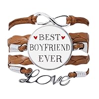 Best Boyfriend Ever Quote Heart Bracelet Love Chain Rope Ornament Wristband Gift