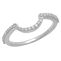 Round White Diamond Anniversary Wedding Stackable Band Contour Guard Ring for Her (0.15 ctw, Color I-J, Clarity I1-I3) in Gold