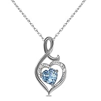 The Diamond Deal Lab Created 6.00MM London Blue Topaz Gemstone December Birthstone Heart and Diamond Accent Pendant Necklace Charm in 10k SOLID Yellow Gold