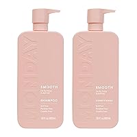 Smooth Shampoo + Conditioner Bathroom Set (2 Pack) 30oz Each for Frizzy, Coarse, and Curly Hair, Made from Coconut Oil, Shea Butter, & Vitamin E, 100% Recyclable Bottles