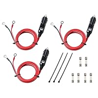 12V 24V Heavy Duty 16AWG 0.5M 0.5 Meter 15A 20A Male Plug Cigarette Lighter Adapter Power Supply Cable For Car inverter,Air pump,electric cup (1.64ft) (3 Pack)
