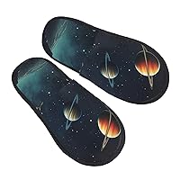 Outer Space Starry Sky Furry House Slippers for Women Men Soft Fuzzy Slippers Indoor Casual Plush House Shoes