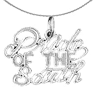 Silver Saying Necklace | Rhodium-plated 925 Silver Pride of the South Saying Pendant with 18