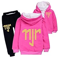 Youth Winter Fleece Lined Sweatsuits Neymar JR Hooded Sweater and Jogger Sets Warm Baggy Clothes Outfits for Boys