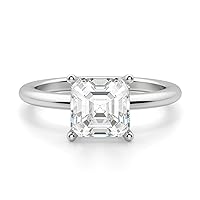 Riya Gems 2 CT Asscher Infinity Accent Engagement Ring Wedding Eternity Band Vintage Solitaire Silver Jewelry Halo Setting Anniversary Praise Ring
