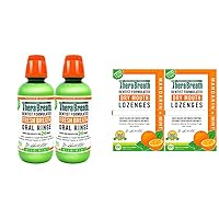 TheraBreath Fresh Breath Oral Rinse, Mild Mint, 16 Ounce Bottle (Pack of 2) and Dry Mouth Lozenges with Zinc, Mandarin Mint, 100 Lozenges (Pack of 2)