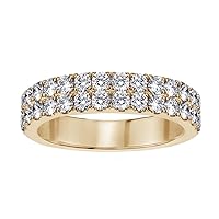 1.15 CT TW Two Row Diamond Wedding Band in 14k Yellow Gold (G color, VS2/SI1 clarity)