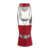 Vinturi Red Wine Aerator Pourer and Decanter Enhances Flavors with Smoother Finish, Includes No-Drip Base, Red