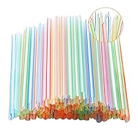 Disposable Boba Straws,100 Pcs Plastic Jumbo Smoothie Straws.(0.39''diameter and 8.2