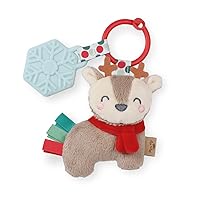 Infant Toy & Teether - Itzy Pal Baby Teething Toy Includes Lovey, Crinkle Sound, Textured Ribbons & Silicone Teether Toy for Newborn (Jolly The Reindeer)