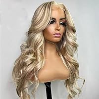 Ash Honey Blonde Lace Front Wig Pre Plucked 13x6 HD Transparent Lace Front Human Hair Wigs For Women 27/613 Colored Body Wave Human Hair Highlight Wig 150% Density 18Inch