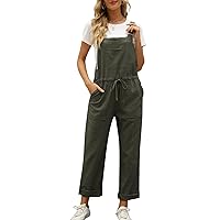 Flygo Overalls for Women Loose Fit Adjustable Strap Drawstring Cotton Overalls Jumpsuits