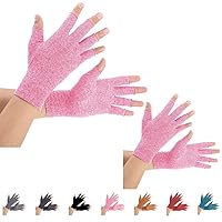 2 Pairs Arthritis Gloves, Compression Gloves Support and Warmth for Hands, Finger Joint, Relieve Pain from Rheumatoid, Osteoarthritis, RSI, Carpal Tunnel, Tendonitis (Medium (2 Pair), Pink)
