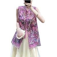 Spring Summer Vest Top Chinese Style Retro Embroidery Elegant Lady Female