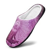Women Cotton Slippers Warm Plush House Shoes Non-Slip Sole For Indoor Outdoor