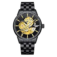 Original Delicate Skeleton Mechanical Watches for Men Automatic Slef-Wind Luxury Stainless Steel Wrist Watch, Luminous Dial, 30M Waterproof
