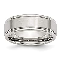 The Black Bow 8mm Stainless Steel Brushed Flat Center Polished Grooved Edge Band