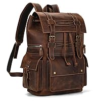 Luxury Vintage Cowskin Leather Backpack for Men Brown