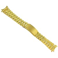 20mm Speidel Yellow Gold Tone Mens Metal Curved End Folover Clasp Watch Band