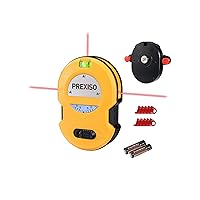 PREXISO Multi Surface Laser Level LED Light Vial, 30Ft Horizontal & Vertical Line Laser with Wall Mount Base, 2 Pins, 10 Sticker, 2 AA Batteries for Hanging Frames & Picture, Construction Wall Writing