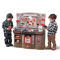 Step2 Big Builders Pro Kids Workbench – Includes 45 Toy Workbench Accessories, Interactive Features for Realistic Pretend Play – Indoor/Outdoor Kids Tool Bench – Dimensions 34