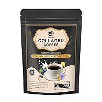 Premium Collagen Coffee with Vitamin B7, B9, Collagen Peptide Powder with Reseratrol, Vitamin C, Carnosine for Hair, Nails, Bones