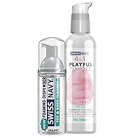 SWISS NAVY Toy & Body Foaming Cleaner 1.6oz and 4 in 1 Playful Flavors - Cotton Candy - Water Based Flavored Lubricant 4oz