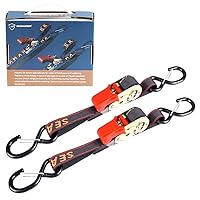 Seamander Boat Trailer Ratchet Straps-Heavy Duty 1 inch x 30 inch Boat Transom Straps for Boat Trailer, Pontoon, Jetboat, Sea Doo, Bass Boat, Sailboat and More Vinyl Coated S-Hooks with Safety Cilps