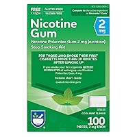 Nicotine Gum, Cool Mint Flavor, 2 mg - 100 Count | Quit Smoking Aid | Nicotine Replacement Gum | Stop Smoking Aids That Work | Chewing Gum to Help You Quit Smoking | Coated Nicotine Gum