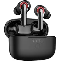 Tribit FlyBuds C1 Wireless Earbuds, Qualcomm QCC3040 Bluetooth 5.2, 4 Mics CVC 8.0 Call Noise Reduction 50H Playtime Clear Calls Volume Control True Wireless Bluetooth Earbuds Earphones, Black