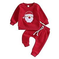 Toddler Baby Boy Girl Christmas Outfit Santa Claus Crewneck Pullover Sweatshirt Jogger Pants Fall Winter Clothes Set