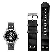 CZKE For Hamilton Khaki aviation Watch H77616533 H70615733 Watch Strap Men WatchBand Beyond wind speed series nylon canvas 20mm 22mm (Color : Black silver Pin, Size : 22mm)