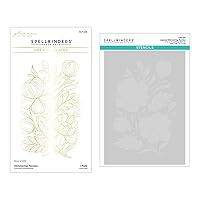 Spellbinders Peonies Glimmer Hot Foil Plate and Layered Stencil Bundle/BD-0841