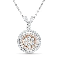 DGOLD FLOWER OF LOVE COLLECTION 10KT Two Tone Gold White Round Diamond Fashion Pendant (0.50 Cttw)