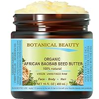 ORGANIC BAOBAB OIL BUTTER. 100% Natural RAW VIRGIN UNREFINED for Face, Skin, Damaged Hair, Lips, Nails 16 Fl. oz. - 480 ml. Rich in Vitamin C