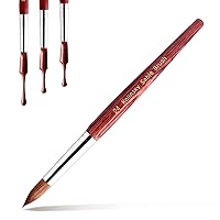 Kolinsky Acrylic Nail Brush Size 24, Acrylic Nail Brush for Acrylic Powder Nail Carved and Extend Nails, Kolinsky Hair Red Wooden Handle for Beginner and Professional