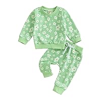 Douhoow Infant Baby Girl Outfit Baby Girl Flowers Sweatshirt Drawstring Pants Baby Girl Fall Winter Clothes