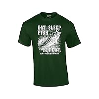 Fishing Eat Sleep Fish Repeat Funny Outdoors Novelty Short Sleeve T-Shirt Fisherman Bass Trout Catfish Crappie Walleye