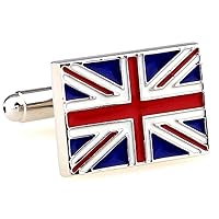 United Kingdom Flag Great Britain British Union Jack Pair Cufflinks in Presentation Gift Box & Polishing Cloth