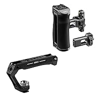 Aluminum Side Handgrip with Cold Shoe 1/4'' Thread 3/8'' ARRI Thread, Up and Down Adjustable and Cold Shoe Mount Camera Top Handle Bundle