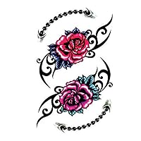 3D Red Rose Design Women Waterproof Body Arm Art Temporary Tattoos Sticker Leg Flower Fake Tattoo Look Real for Women 5 Sheets