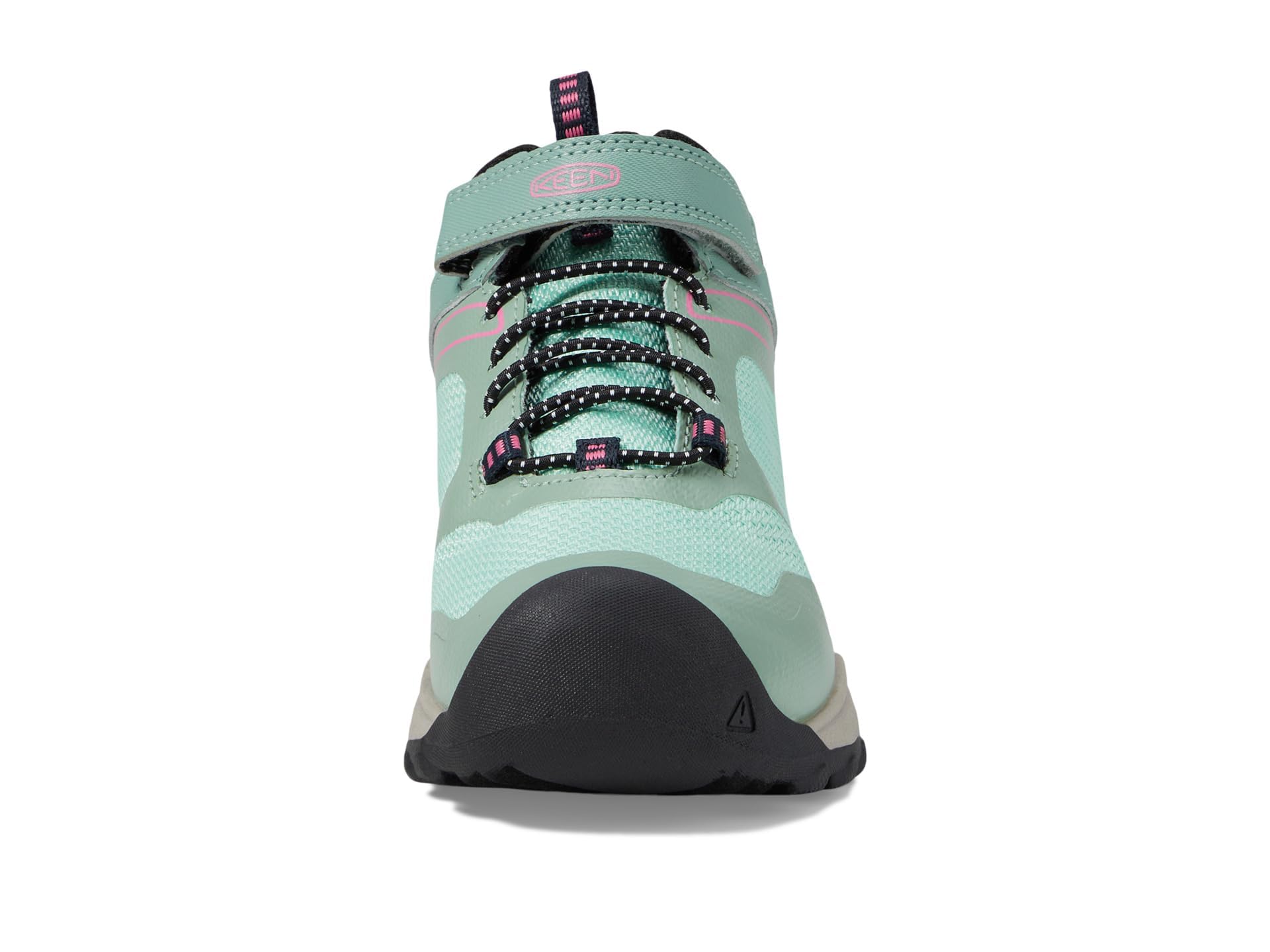 KEEN Wanduro Mid Height Waterproof Easy On Durable Sneaker Hiking Boots, Granite Green/Ibis Rose, 13 US Unisex Little Kid
