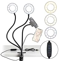 NexiGo 3.5 Inch Dual Selfie Ring Light with Moible Phone & Webcam Holder, 3-Light Modes, 10 Brightness Levels, LED Ringlight with Tripod Stand, for Live Streaming Makeup Video Conference