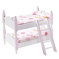 Doll bunk Bed Furniture 1:12 of Wooden Doll Houses with Staircase and Floral DIY Realistic Doll Bed House for Accessories of House of Dolls style2
