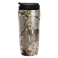 Camo Deer Camouflage Hunting Insulated Tumbler Durable Coffee Cup Travel Mug with Lid 350ml