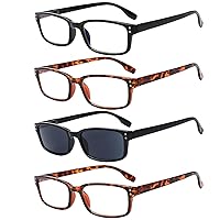 4 Pack Reading Glasses for Women/Men Spring Hinges Readers Glasses Lightweight Eyeglasses