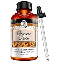 Cinnamon Bark Essential Oil - Therapeutic Grade for Aromatherapy, Diffuser, Relaxation, Massage - Dropper - 4 fl oz